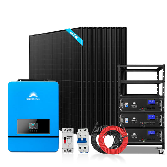 SunGoldPower Off-Grid Solar Kit- 10KW 48VDC Solar Inverter + 15.36KWH Lithium Battery + 10 X 450 Watts Solar Panels