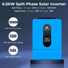 SunGoldPower 6500W 48V Off-Grid Solar Inverter | Split Phase 120/240V | Dual MPPT | 2-Year Warranty