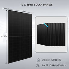 SunGoldPower Off-Grid Solar Kit- 10KW 48VDC Solar Inverter + 15.36KWH Lithium Battery + 10 X 450 Watts Solar Panels