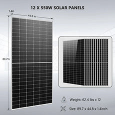 SunGoldPower Off-Grid Solar Kit- 10KW 48VDC Solar Inverter + 25.6KWH Lithium Battery + 12 X 550 Watts Solar Panels SGR-10K25S