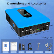 SunGoldPower 6500W 48V Off-Grid Solar Inverter | Split Phase 120/240V | Dual MPPT | 2-Year Warranty