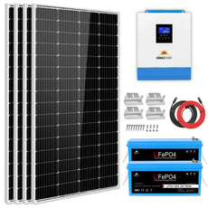 SunGoldPower Off-Grid Solar Kit- 3000W 24VDC 120V Inverter + 5.12KWH Lithium Battery + 4 X 200 Watts Solar Panels SGKT-3PRO
