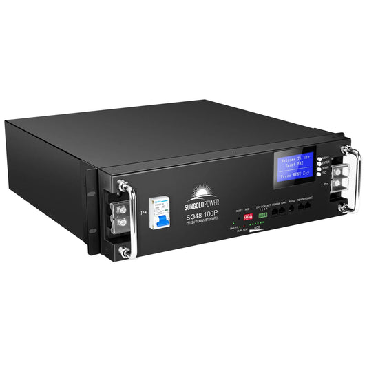 SunGoldPower 51.2kWh Server Rack Battery | 48V 100Ah LiFePO4 Battery | 10-Year Warranty | UL1973, UL9540A Certified