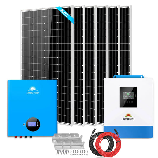 SunGoldPower Off-Grid Solar Kit- 5000W 48VDC 120V Inverter + 5.12KWH PowerWall Battery + 6 X 200 Watts Solar Panels SGM-5K5E