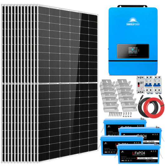 SunGoldPower Off-Grid Solar Kit- 8000W 48V Solar Inverter + 10.24KWH Lithium Battery + 12 X 450 Watts Solar Panels SGK-8MAX