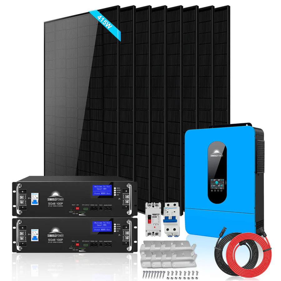 Off-Grid Solar Kit 6500W 48VDC Inverter + 10.24KWH Lithium Battery + 8 X 415 Watts Solar Panels SGR-6510E