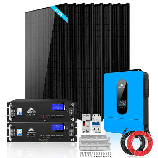 Off-Grid Solar Kit 6500W 48VDC Inverter + 10.24KWH Lithium Battery + 8 X 415 Watts Solar Panels SGR-6510E