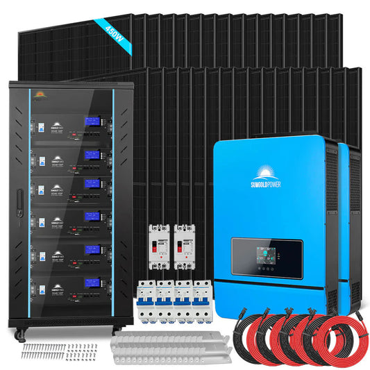 SunGoldPower Off-Grid Solar Kit- 20KW 48VDC Solar Inverter + 30.72KWH Lithium Battery + 32 X 450 Watts Solar Panels SGR-20K30E