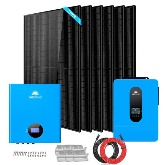 SunGoldPower Off-Grid Solar Kit- 6500W 48VDC Solar Inverter + 5.12KWH PowerWall Lithium Battery + 6 X 370 Watts Solar Panels SGM-655M