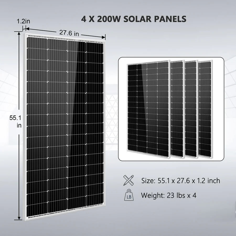 SunGoldPower Off-Grid Solar Kit- 3000W 24VDC 120V Inverter + 5.12KWH Lithium Battery + 4 X 200 Watts Solar Panels SGKT-3PRO