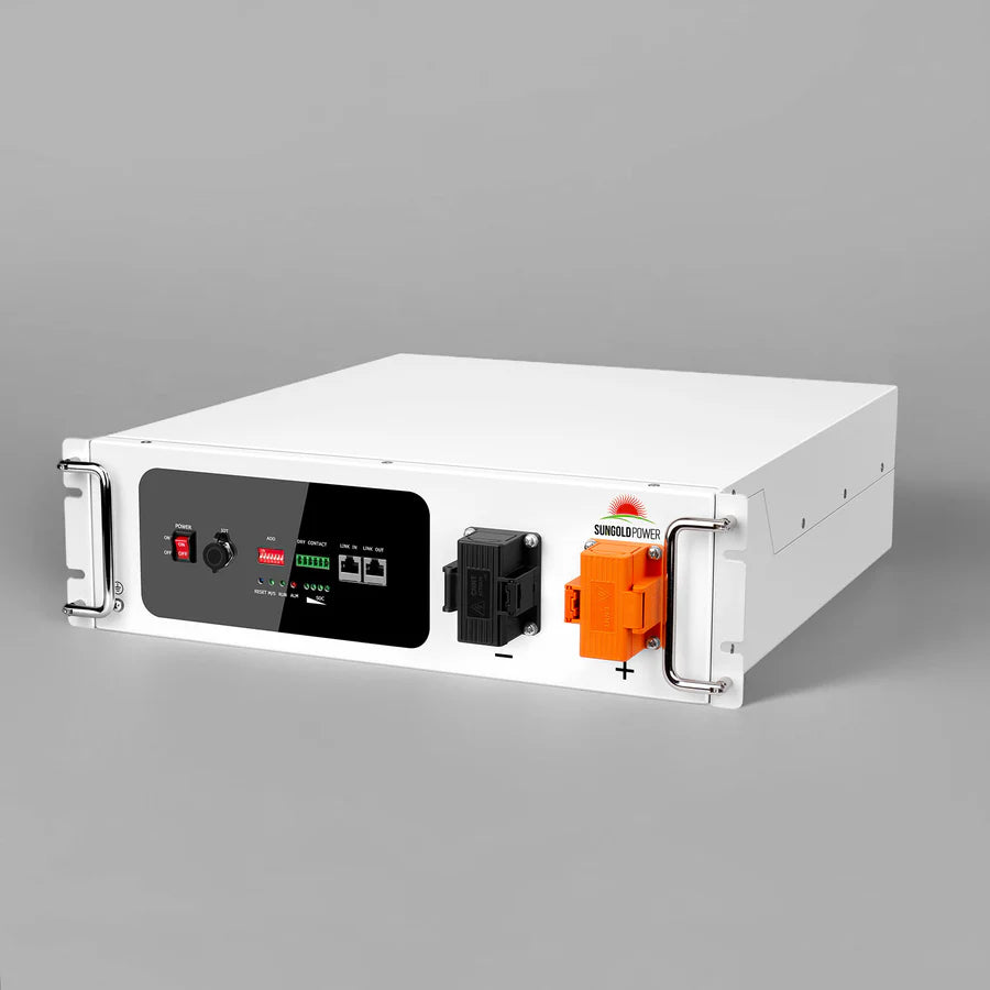 SunGoldPower 51.2kWh Server Rack Battery | 48V 100Ah LiFePO4 Battery | Self-Heating | 10-Year Warranty | UL1973 Certified