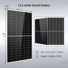 SunGoldPower Off-Grid Solar Kit- 8000W 48V Solar Inverter + 10.24KWH Lithium Battery + 12 X 450 Watts Solar Panels SGK-8MAX