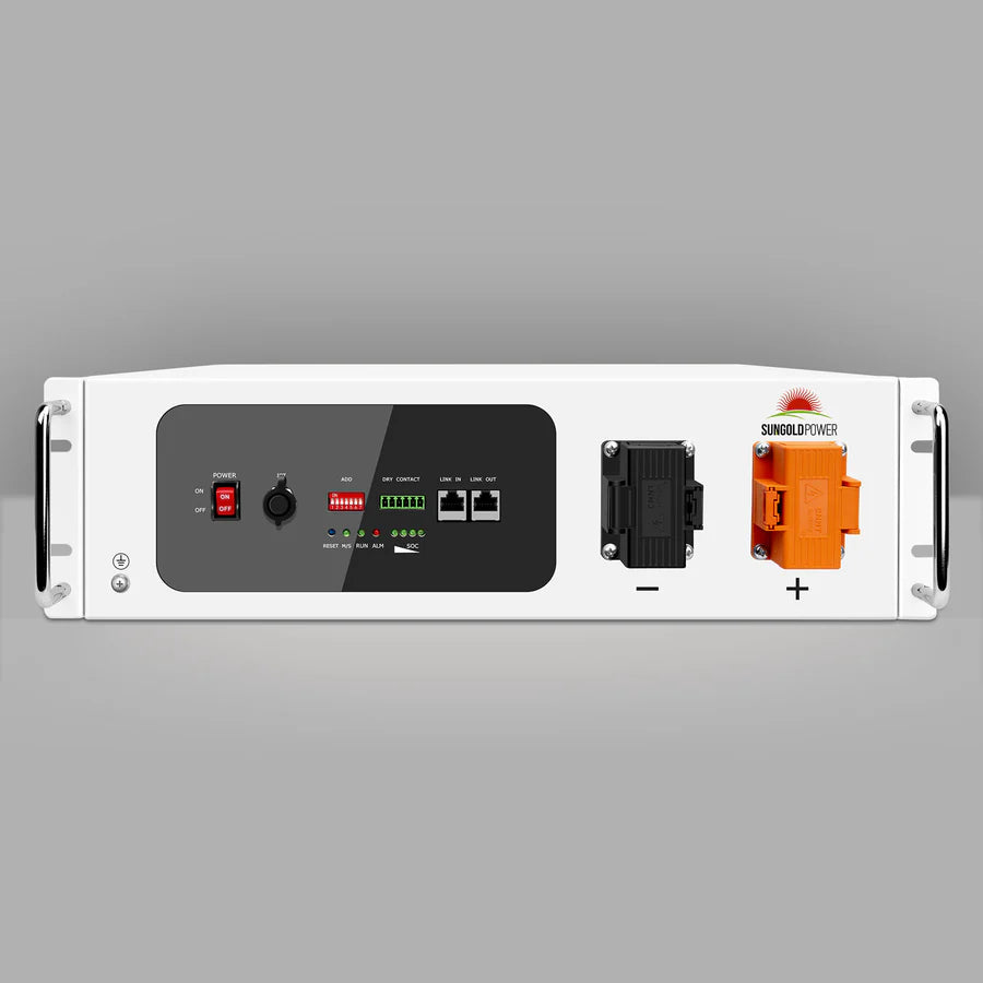 SunGoldPower 51.2kWh Server Rack Battery | 48V 100Ah LiFePO4 Battery | Self-Heating | 10-Year Warranty | UL1973 Certified