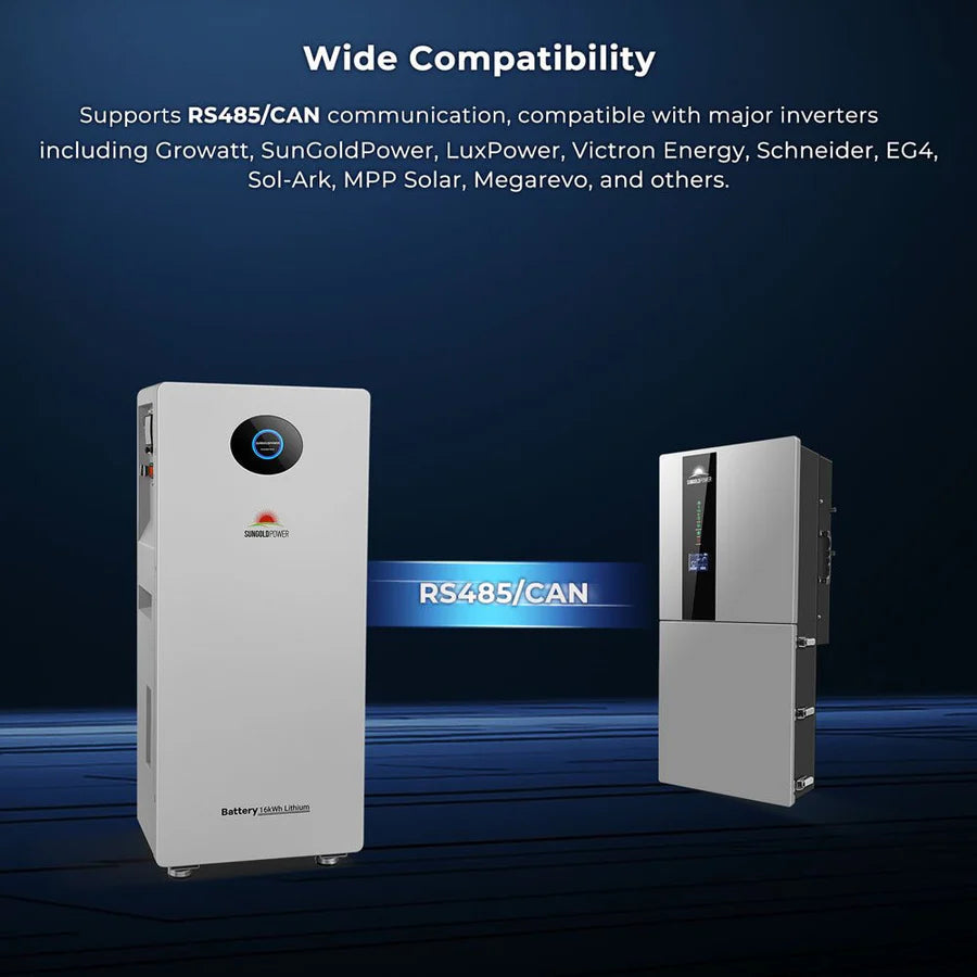 SunGoldPower 16.07kWh Outdoor Energy Storage Battery | 51.2V 314Ah LiFePO4 Battery | 10-Year Warranty | UL1973 & UL9540A