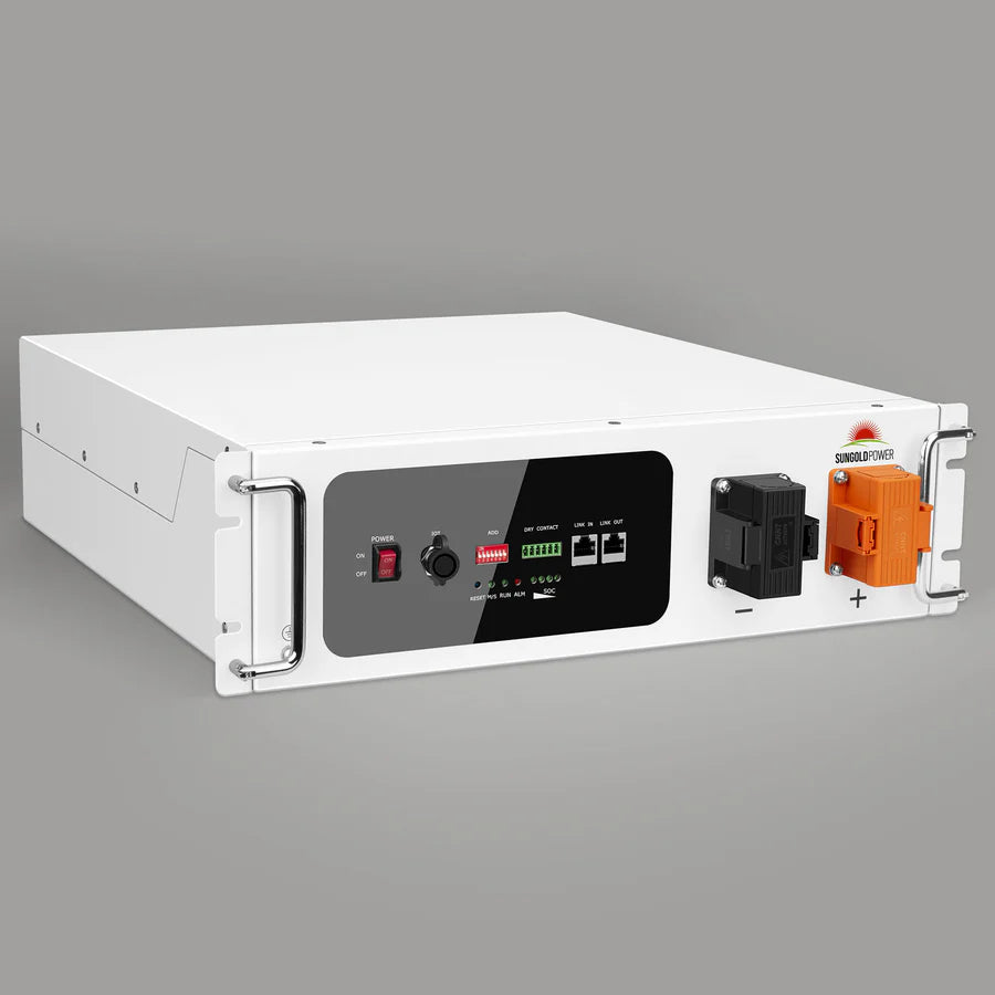 SunGoldPower 51.2kWh Server Rack Battery | 48V 100Ah LiFePO4 Battery | Self-Heating | 10-Year Warranty | UL1973 Certified