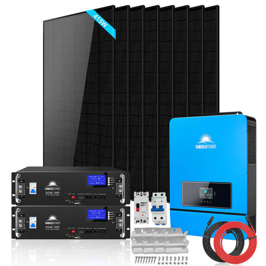 Off-Grid Solar Kit 8000W 48VDC Inverter + 10.24KWH Lithium Battery + 8 X 415 Watts Solar Panels SGR-8K10E